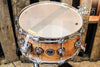 DW Collector's Maple Natural Lacquer Over Quilted Moabi 6.5x14 Snare Drum - SO# 1101158